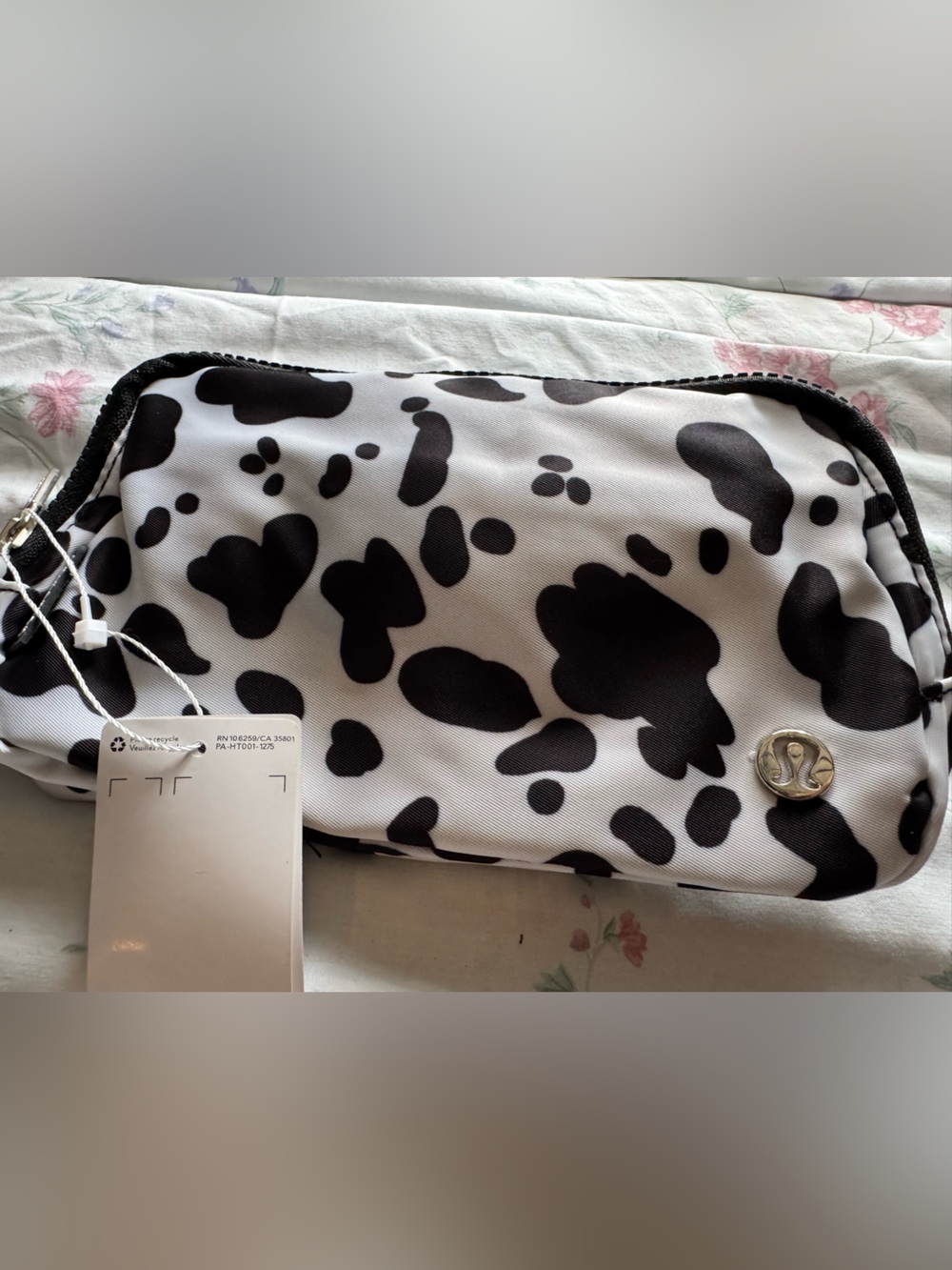 lululemon athletica Black and White Cow Print Cosmetic Pouch